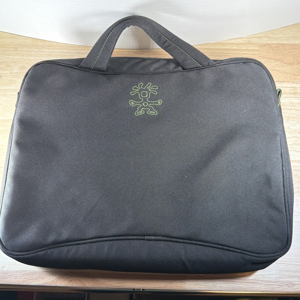 Crumpler Winston Fleece Laptop Briefcase Black & Green Zip Up Padded